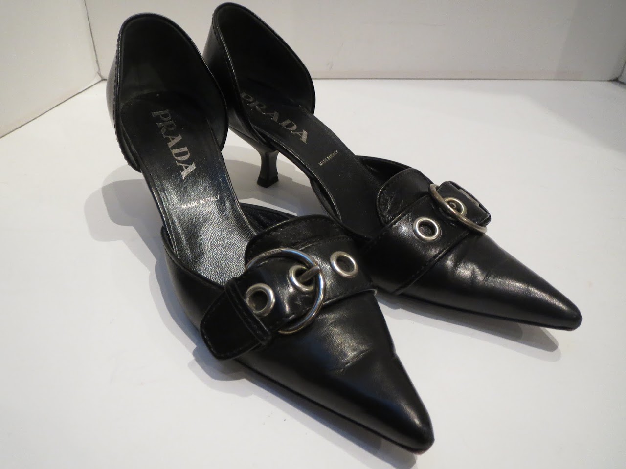 Prada Buckle Kitten Heels