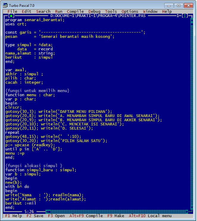 Contoh Program Pointer Dengan Pascal Proffasr