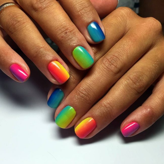 Incredible Ideas for Rainbow Nails Design 2018 - Fashionre