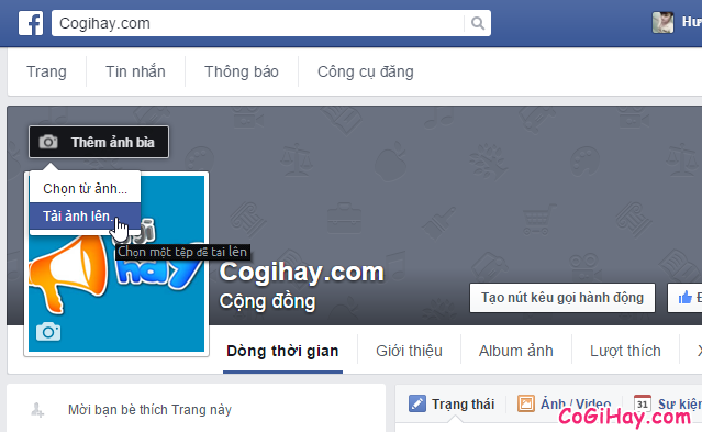 đặt ảnh bìa cho fanpage facebook