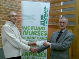Cheque presented to MacMillan Nurses