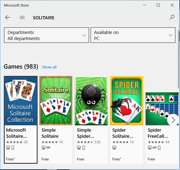 elija el juego oficial del desarrollador de Xbox llamado Microsoft Solitaire collection para instalar.