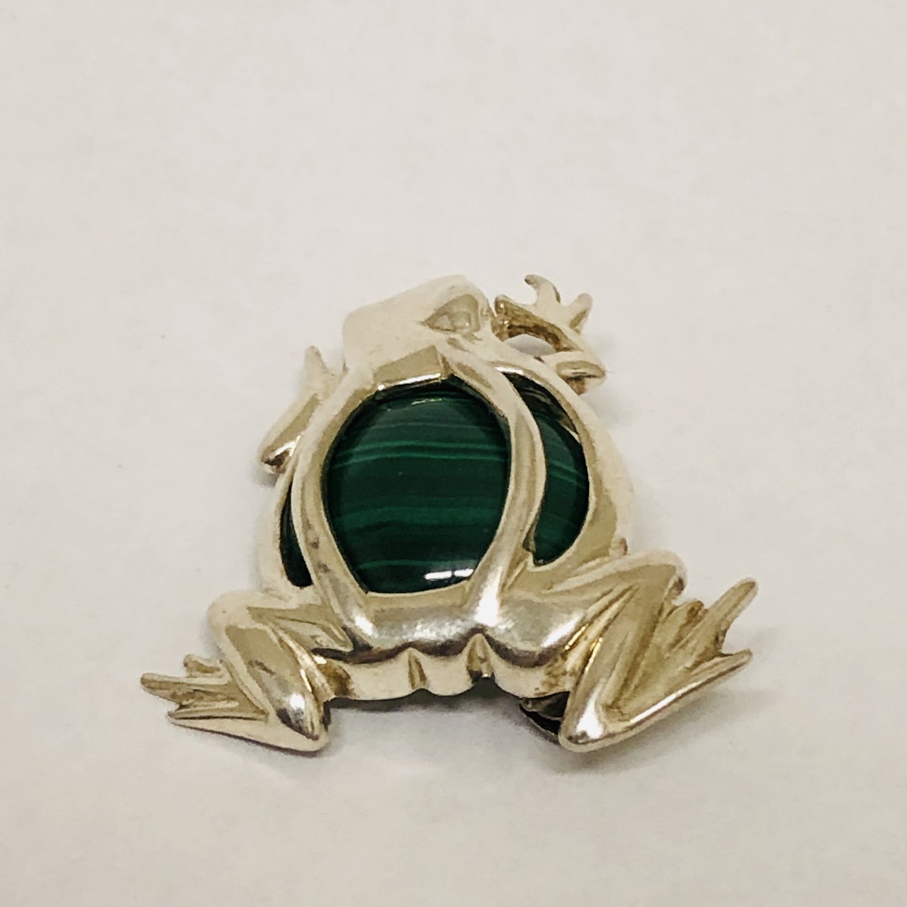 Sterling Silver and Malachite Frog Brooch/Pendant