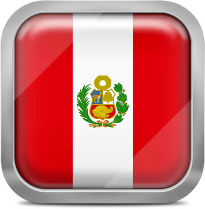 Peru square flag with metallic frame
