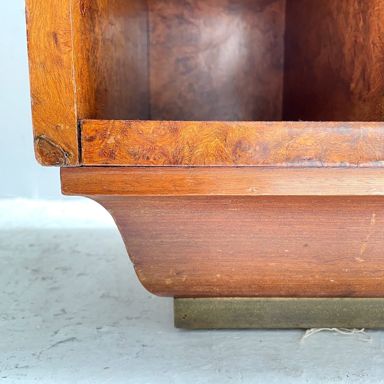 Art Deco Burlwood Marble Top End Table Pair