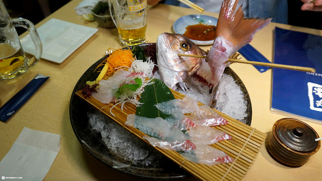 Tai sashimi at Zauo self-fishing restaurant in Shinjuku, Tokyo - Japan in Shinjuku, Japan 