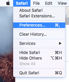 préférences de safari