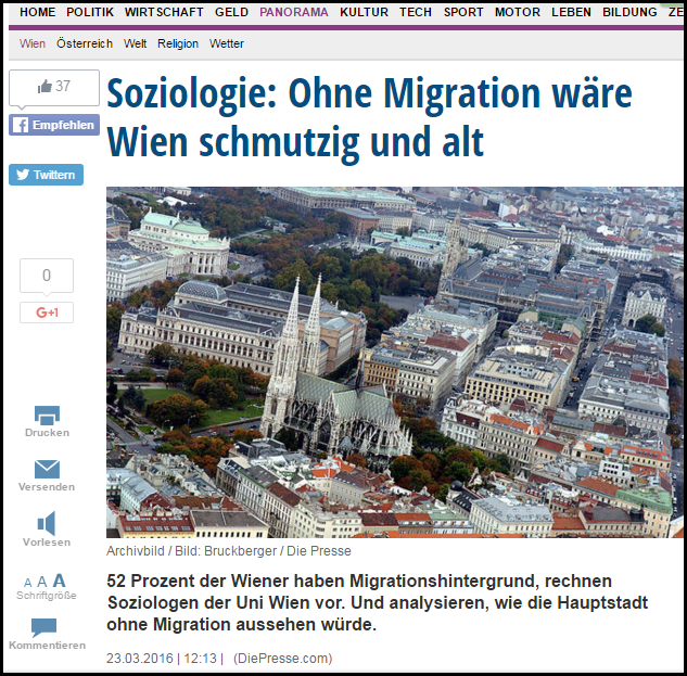 Wien wäre ohne Migration schmutzig und alt Wien wäre ohne Migration schmutzig und alt