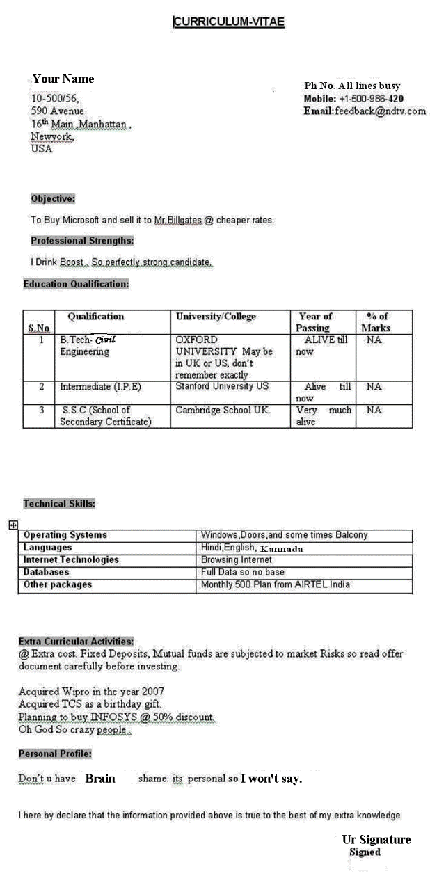 LATEST RESUME FORMAT Â« HoW TrUe