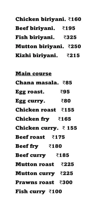 Taste Of Kerala menu 