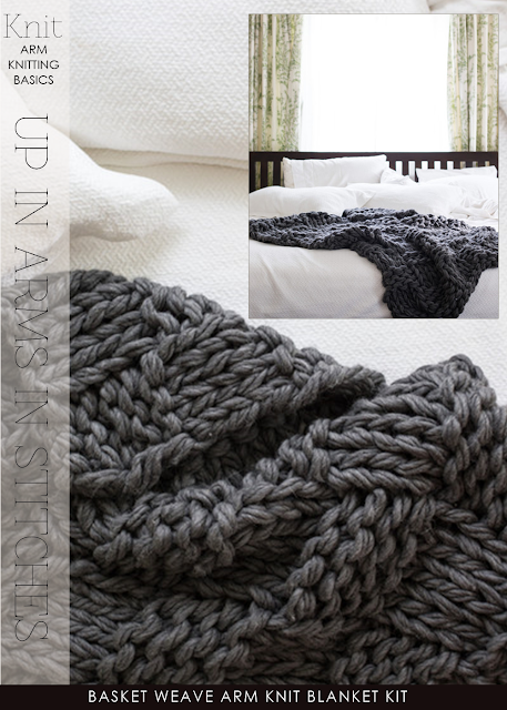 Arm Knit Chunky Basket Weave Blanket Kit 