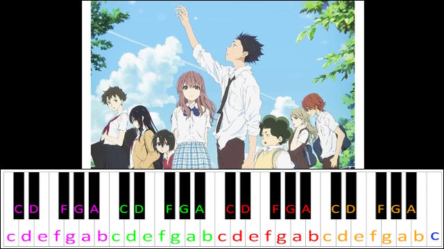 van by Kensuke Ushio (A Silent Voice) Piano / Keyboard Easy Letter Notes for Beginners