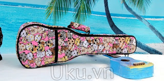 túi đựng đàn ukulele hoa văn hình mèo túi đàn ukulele hoa văn mèo