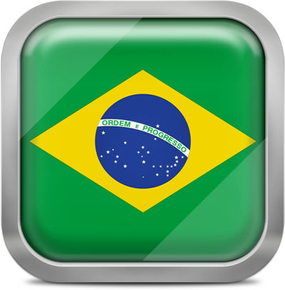 Brazil square flag with metallic frame
