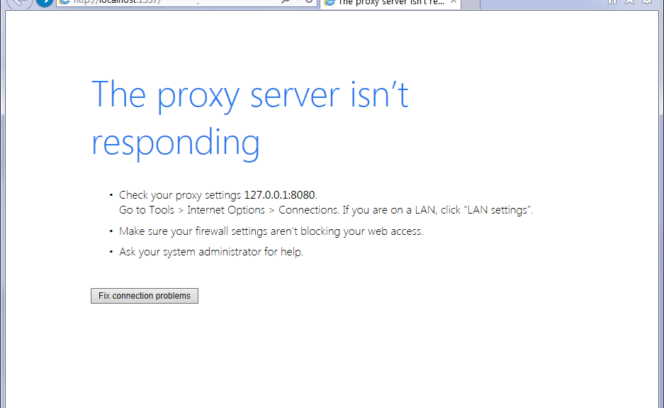 Correzione Il server proxy non risponde