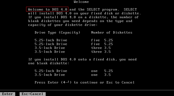 INSTALLATORE MS-DOS 4.0.  I peggiori sistemi operativi