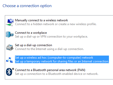 configurer une connexion ad hoc