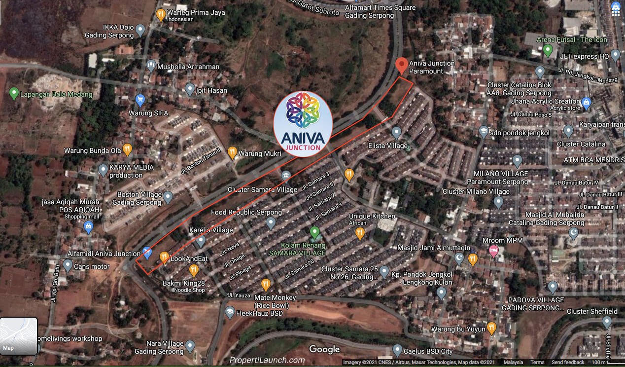 Peta Lokasi Ruko Aniva Junction Paramount