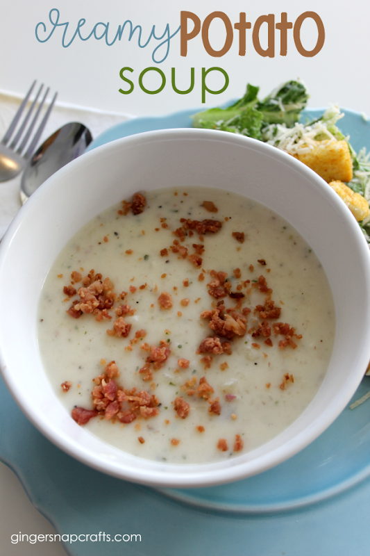 Creamy Potato Soup at GingerSnapCrafts.com #dinner #recipes