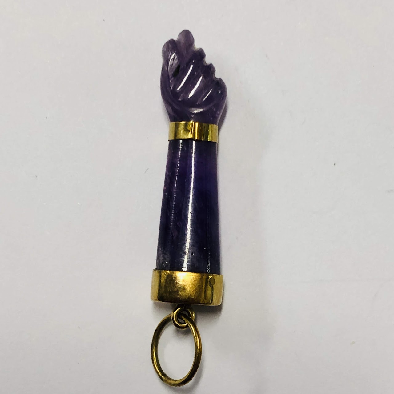 18K Gold and Amethyst Fig Sign Pendant