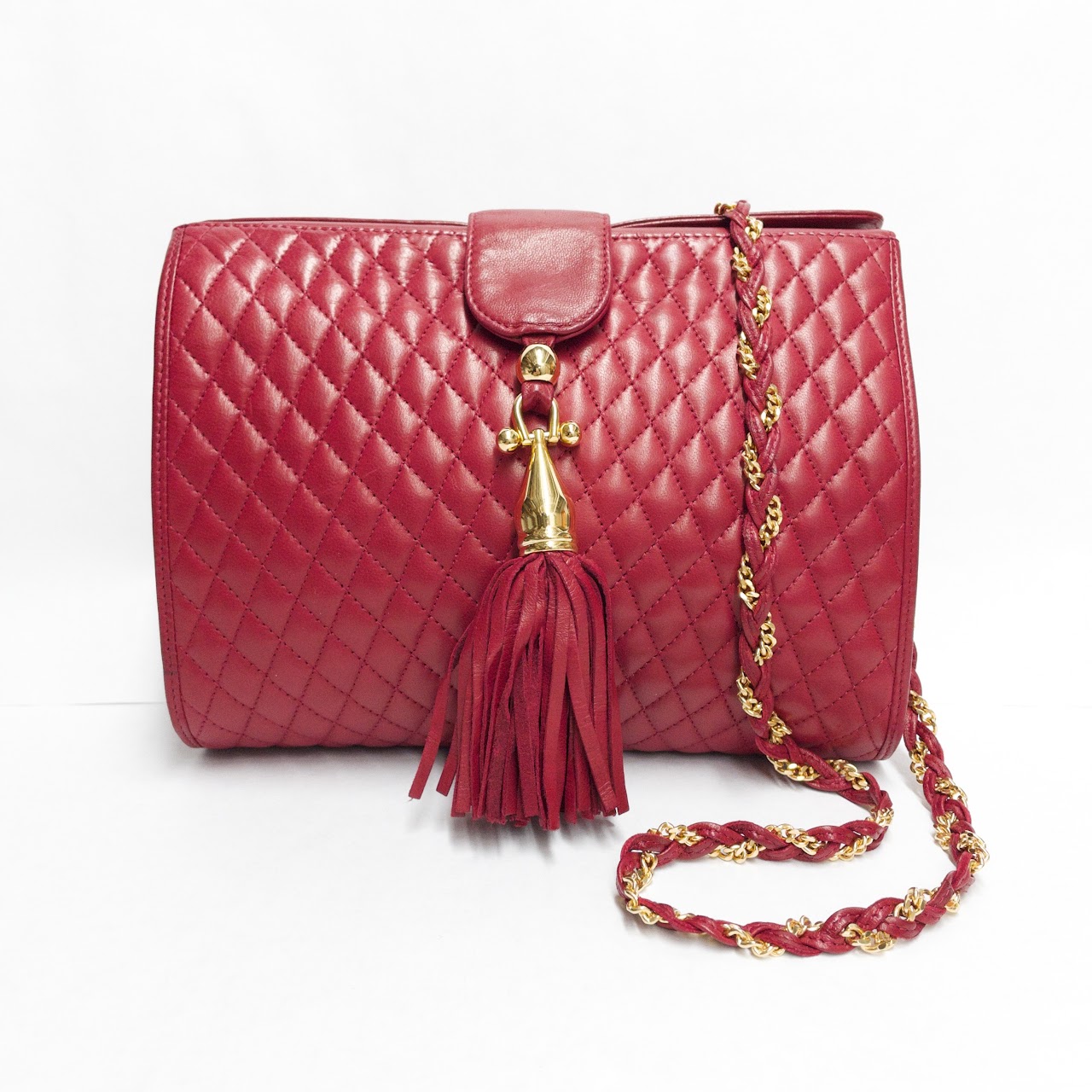 Brigitte Cassegrain Red Quilted Crossbody Bag