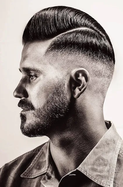 High fade with side parting
