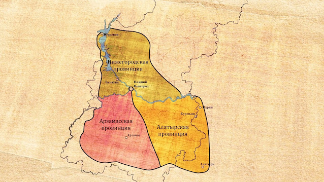 Провинции Нижегородской губернии - карта