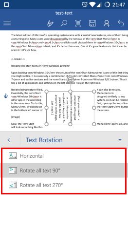 Android, Microsoft Word, documentos, inserción, cuadros de texto, enlaces, comentarios