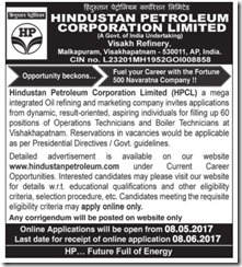 HPCL Technician Vacancy 2017 www.indgovtjobs.in