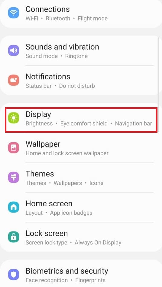 Tocca Display.  Come aprire il menu delle impostazioni del telefono Android