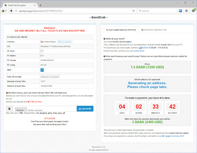 GandCrab DASH Coin Payment