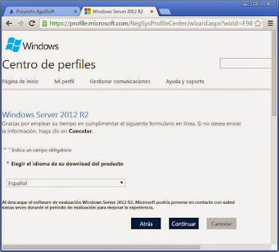 Descarga gratuita fichero ISO Windows Server 2012 Datacenter