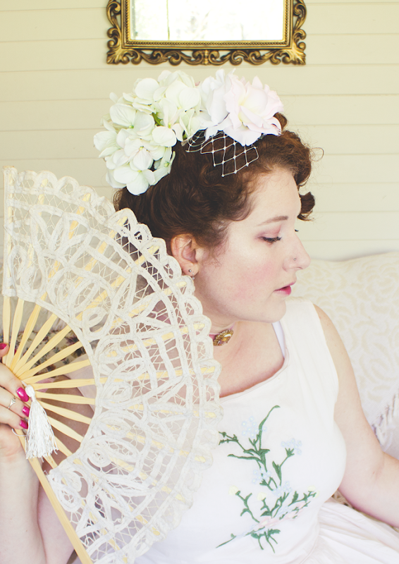 Romantic Maire Anoinette inspired look featuring Daisy Jean Floral Design Hair Flowers | Lavender & Twill