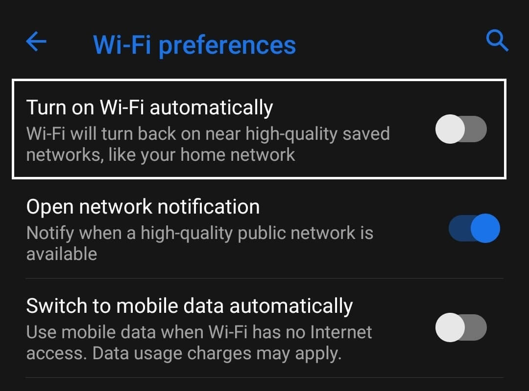 Как остановить автоматическое включение Wi-Fi на Android