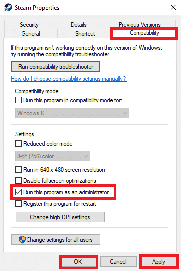 このプログラムを管理者として実行します。 [適用]をクリックしてから[OK]をクリックします。 フォールアウト3序数43が見つからないというエラーを修正