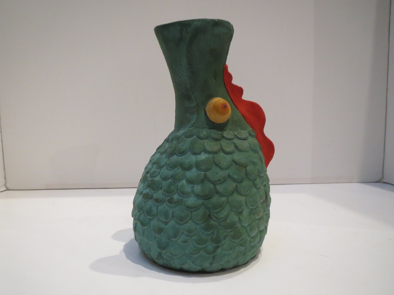 Signed Rubber Fish Vase in Green