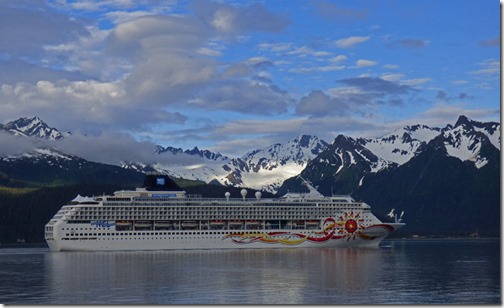 Norwegian Sun with Kenai Mountains in Resurrection Bay