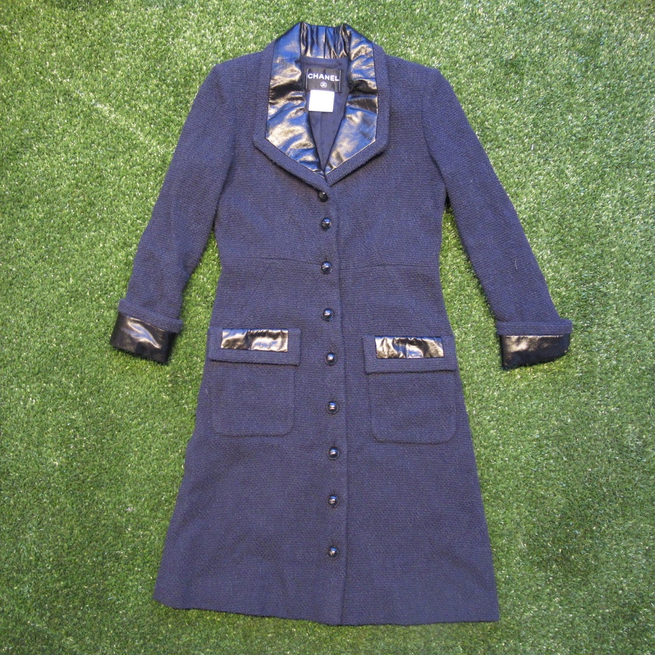 Chanel Navy Blue Tweed Coat