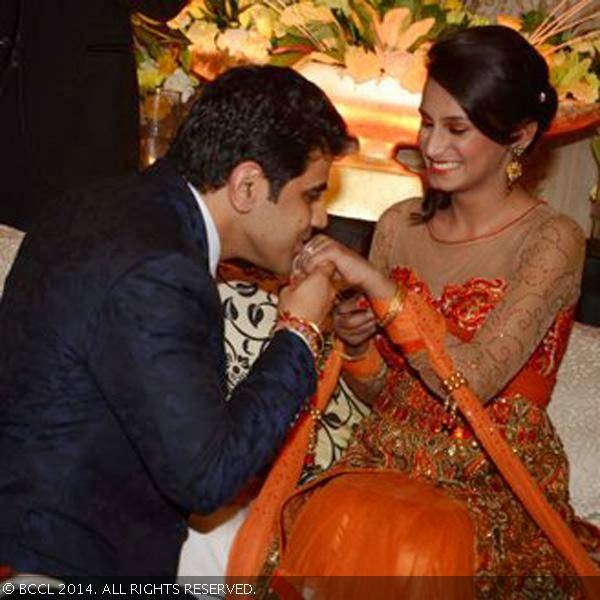 Aanchal and Jatin during their engagement ceremony, held at Taj Palace, New Delhi.