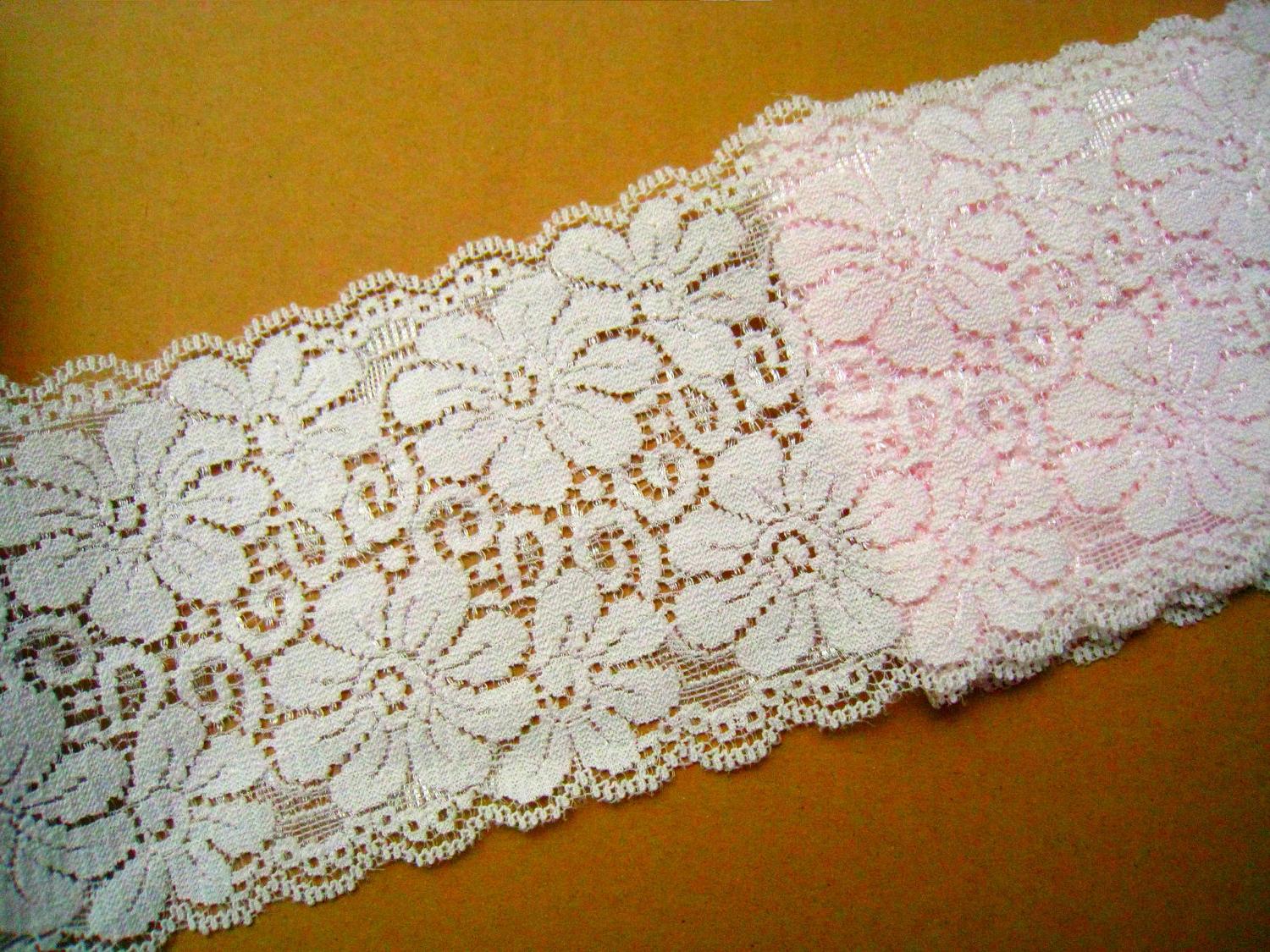 2 Yards Light Pink Flowers wers Stretch Lace For Lingerie,Dress making,