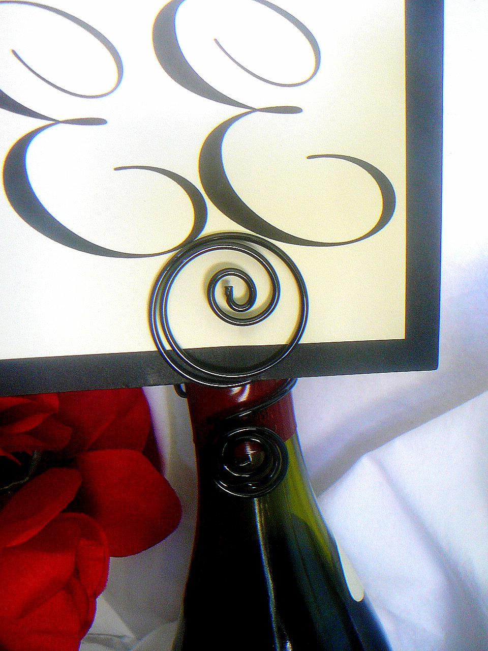 Black Wine Bottle Holder, Wedding Reception Table Numbers, 30