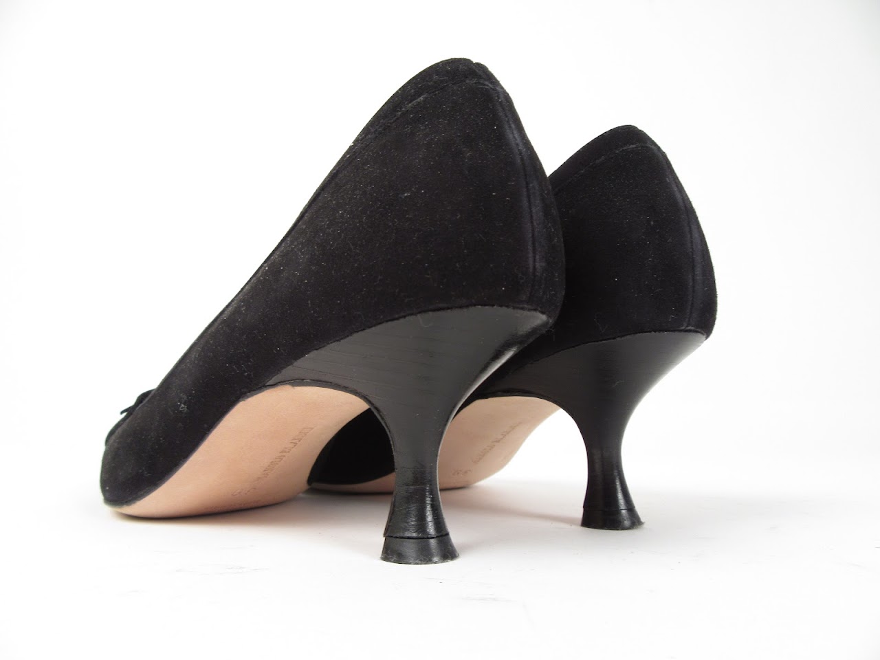 Manolo Blahnik Black Suede Kitten Heels