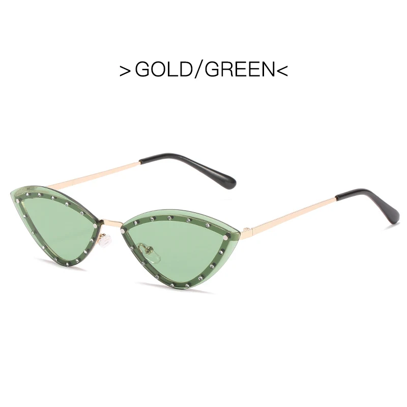 Neue Damen-Mode-Cat-Eye-Sonnenbrille mit rundem Dreieck, rahmenlos