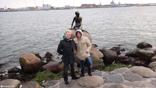 at the little mermaid in Copenhagen, Denmark 