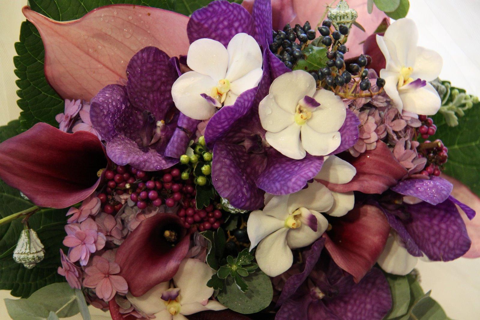 Bridal bouquet of blue orchids