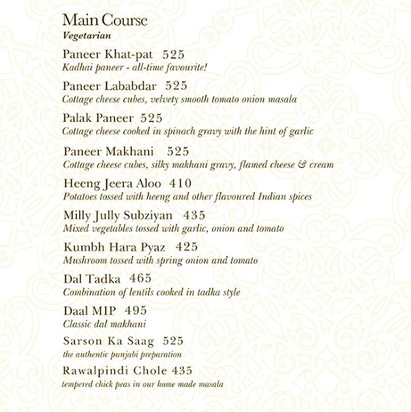 Made In  Punjab menu 