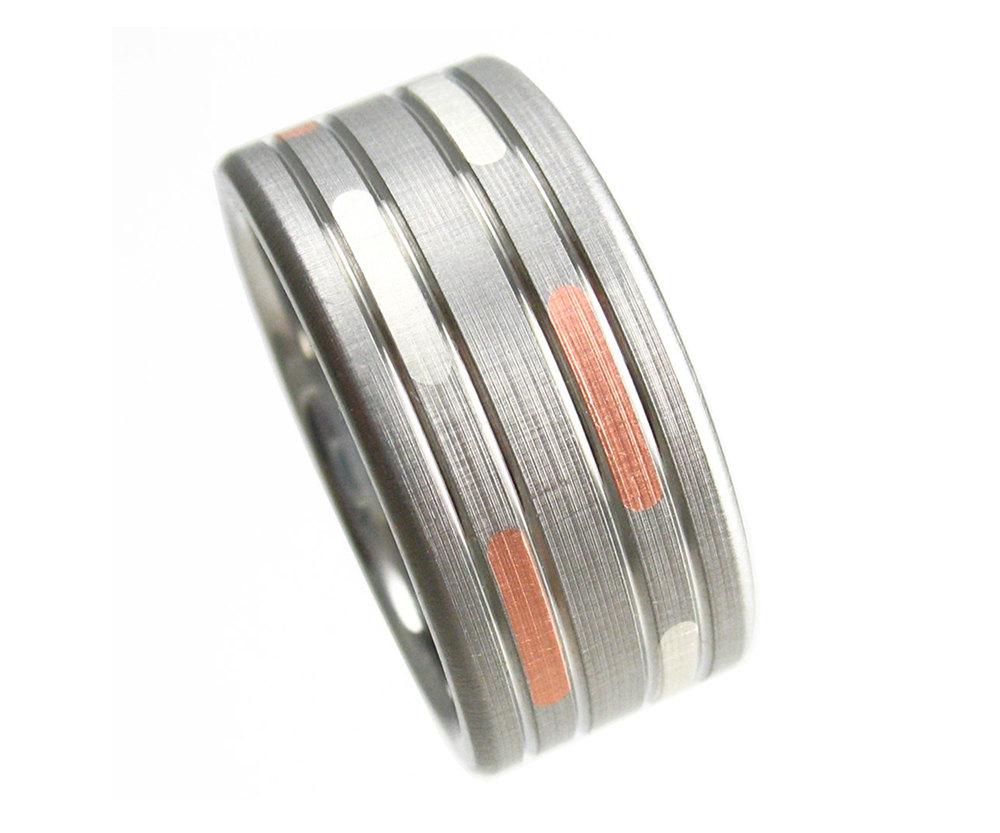 Titanium Wedding Ring Dashed