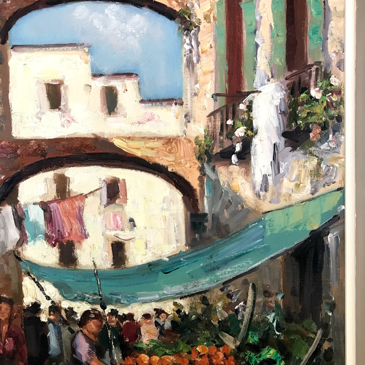 Market Scene Signed Oil Painting