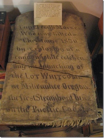 IMG_3726 Captain Frederick Morse Tombstone on the Second Floor of the Milwaukie Museum in Milwaukie, Oregon on September 27, 2008