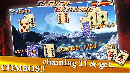 Eleven Extreme, Free Arcade Solitaire Game Card